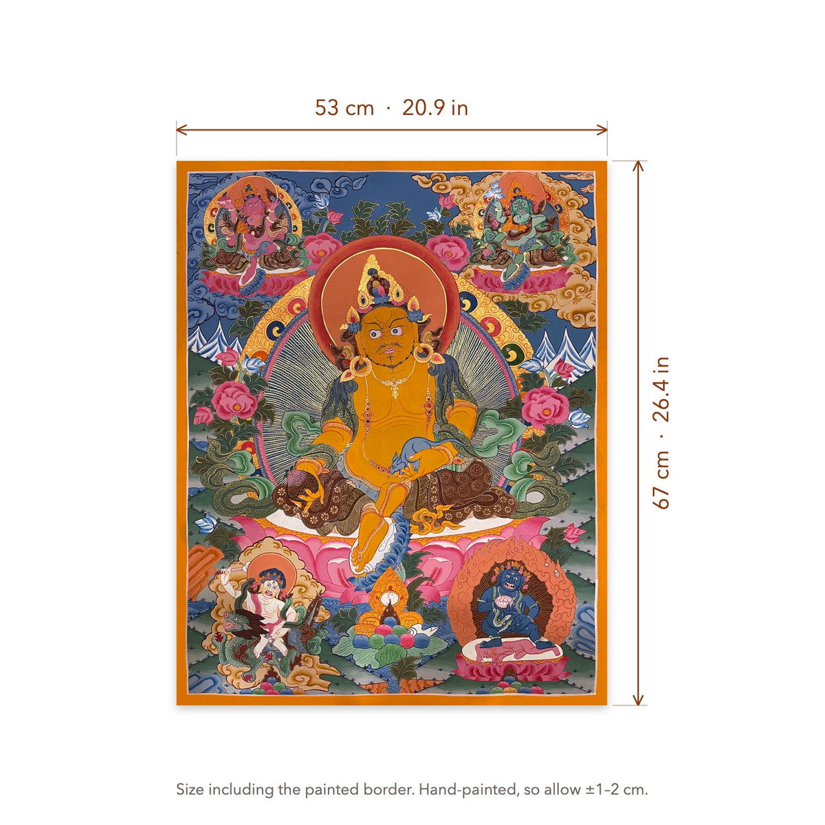Size diagram: 53 × 67 cm (20.9 × 26.4 in), including the painted border