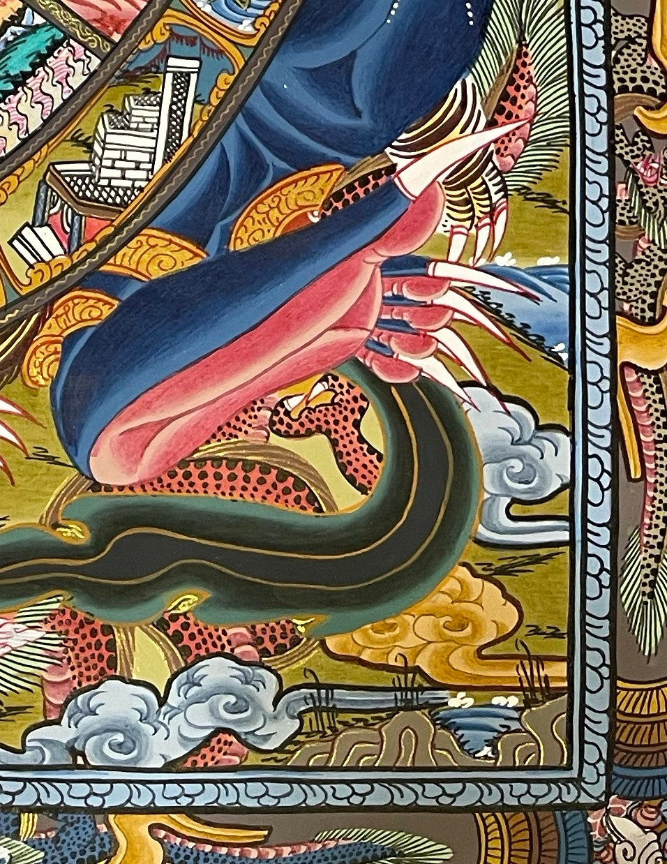 Wheel of Life thangka, detail: bottom-right corner