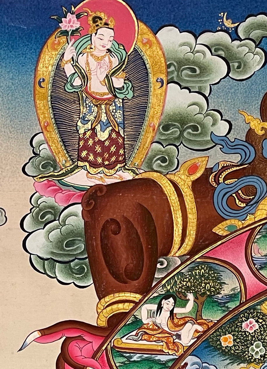 Wheel of Life thangka, detail: top-left corner