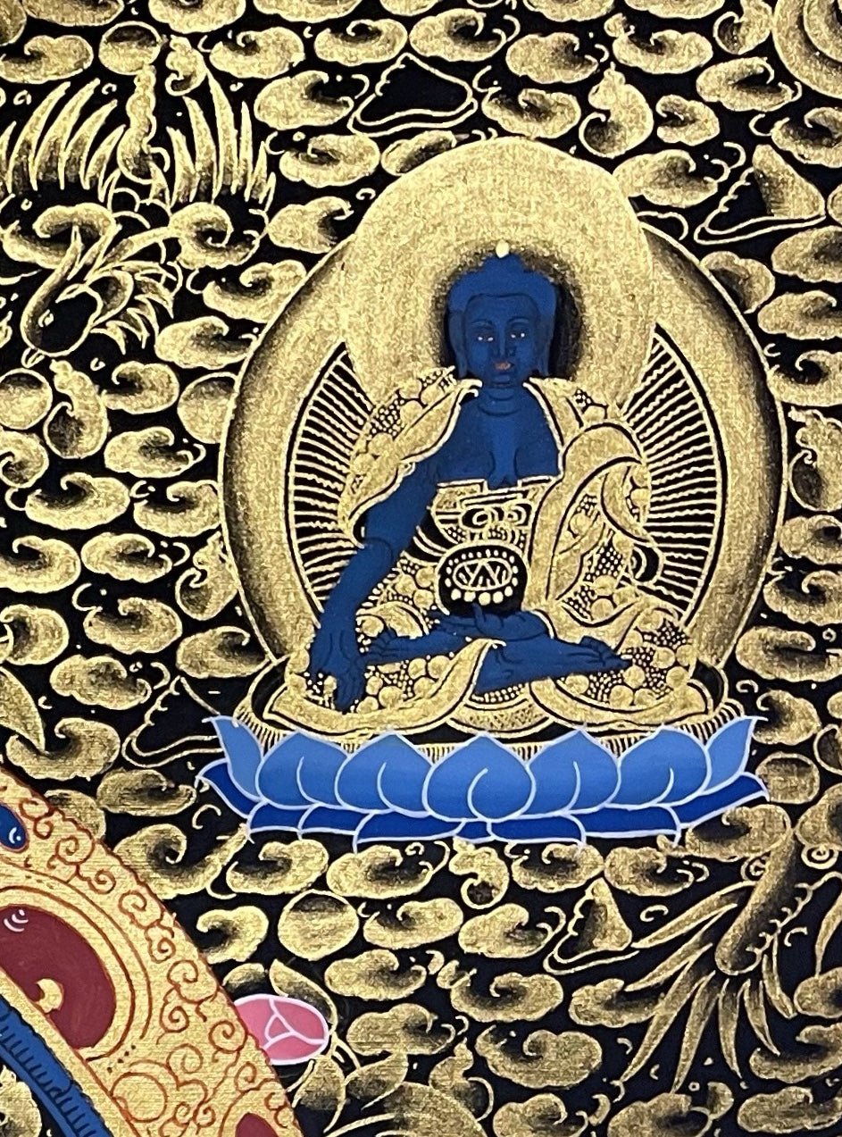 Jambhala thangka, detail: top-right corner