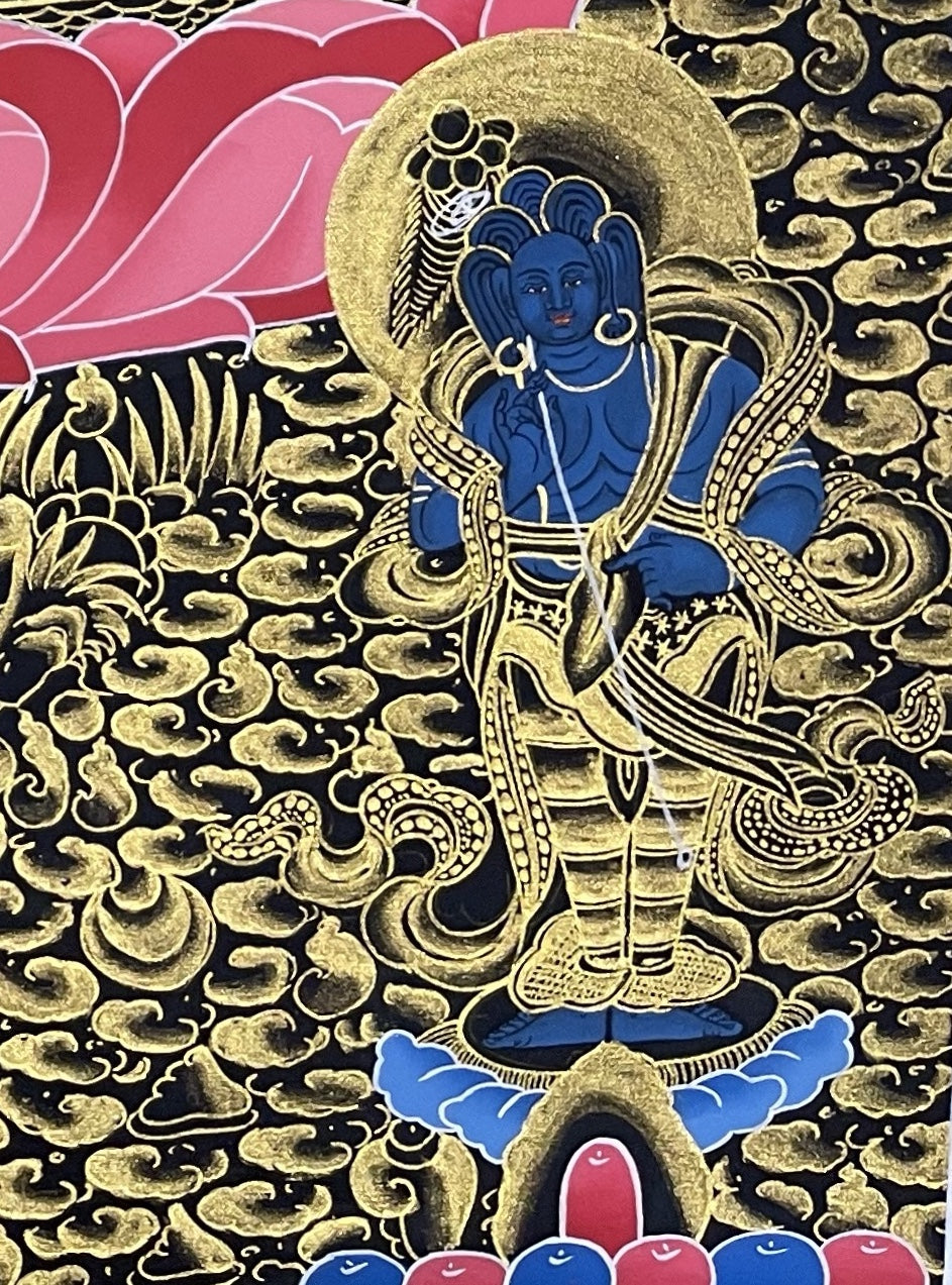 Jambhala thangka, detail: bottom-right corner