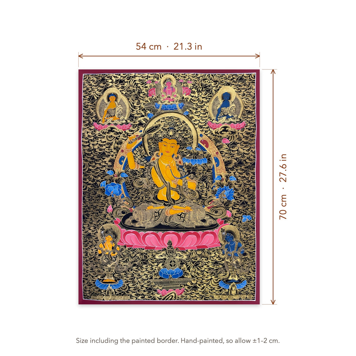 Size diagram: 54 × 70 cm (21.3 × 27.6 in), including the painted border