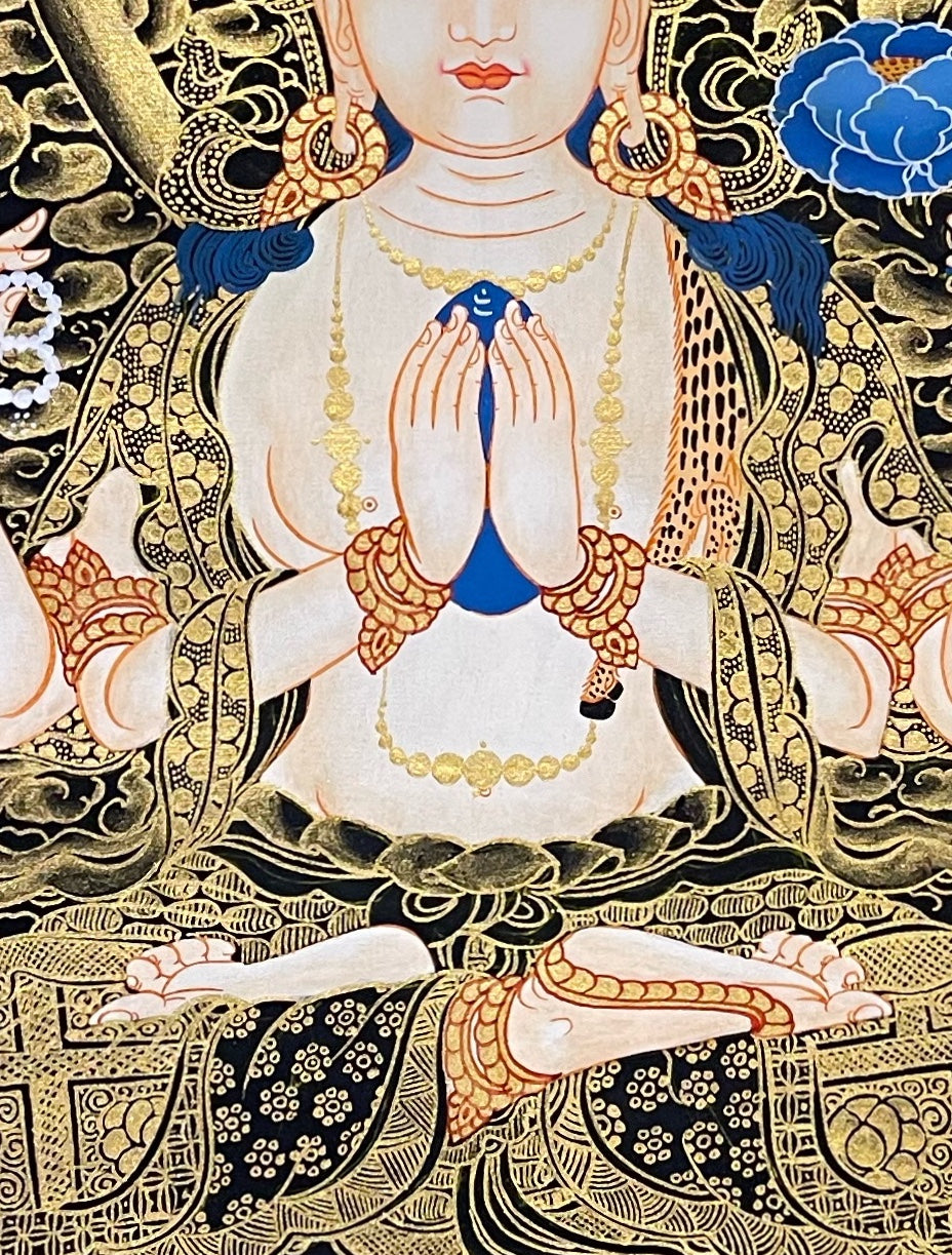 Chenrezig thangka, detail: centre