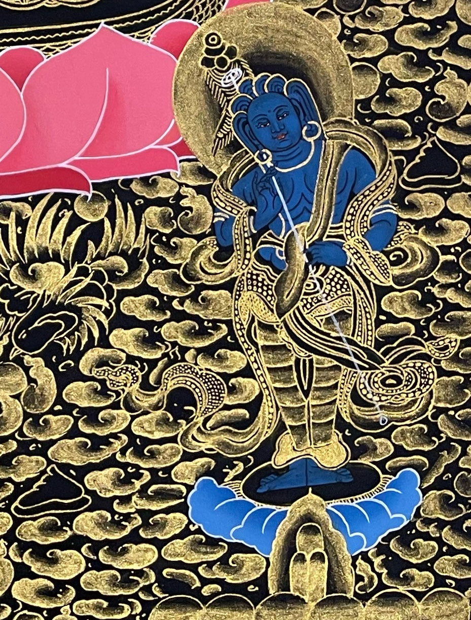 Chenrezig thangka, detail: bottom-right corner