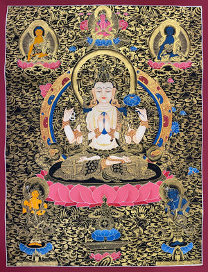 Chenrezig Thangka – 53×70 cm, Classic Grade