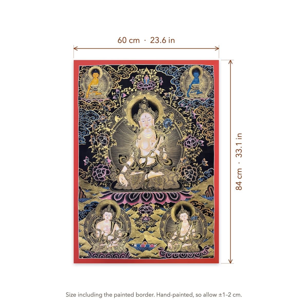 Size diagram: 60 × 84 cm (23.6 × 33.1 in), including the painted border