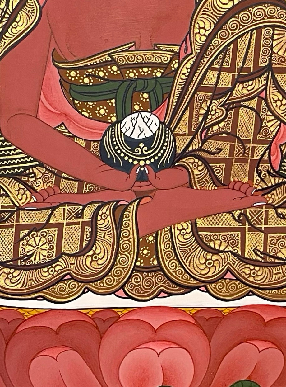 Amitabha Buddha thangka, detail: centre