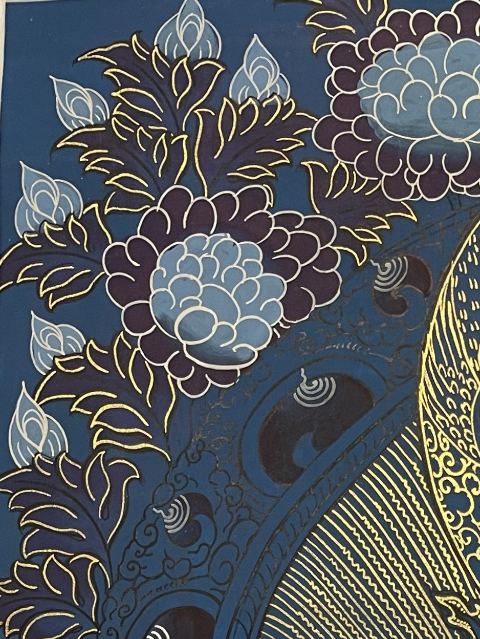 Jambhala thangka, detail: top-left corner