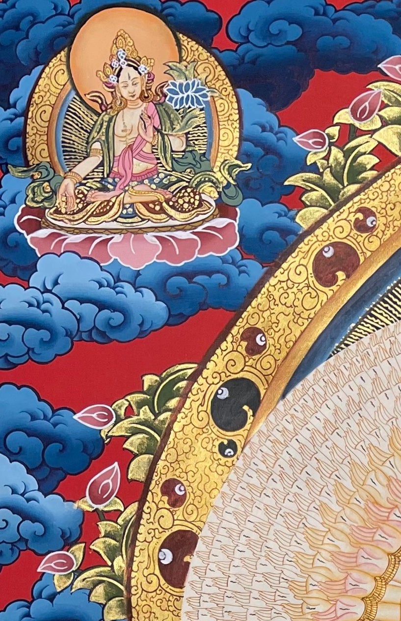 Lokeshwor thangka, detail: top-left corner