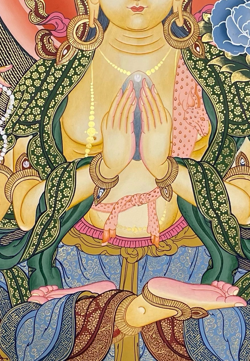 Chenrezig thangka, detail: centre
