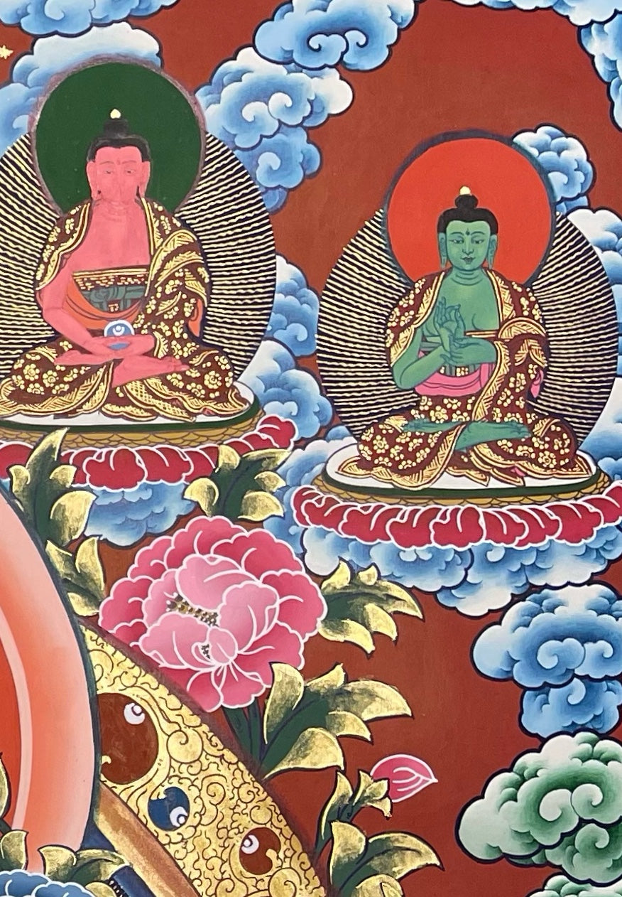 Chenrezig thangka, detail: top-right corner