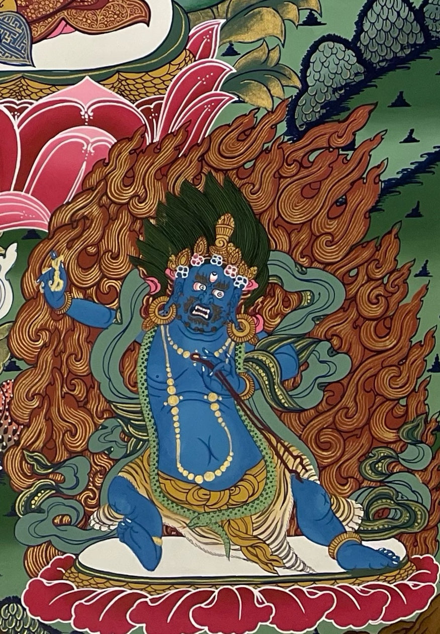 Chenrezig thangka, detail: bottom-right corner