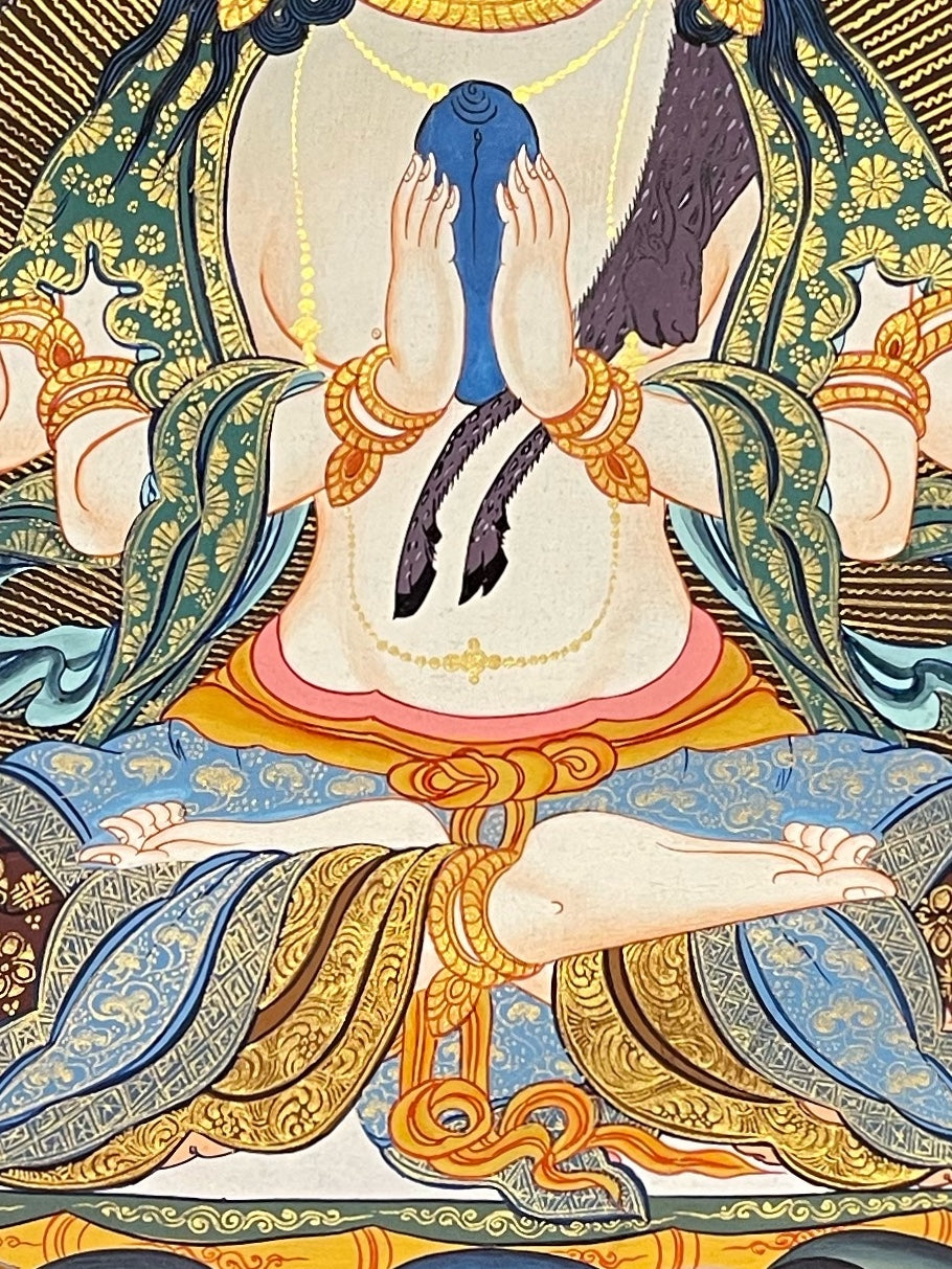 Chenrezig thangka, detail: centre