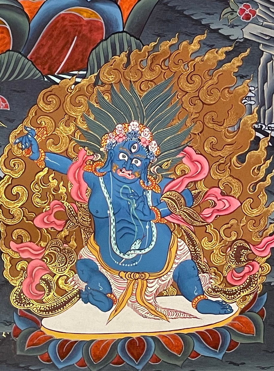 Chenrezig thangka, detail: bottom-right corner