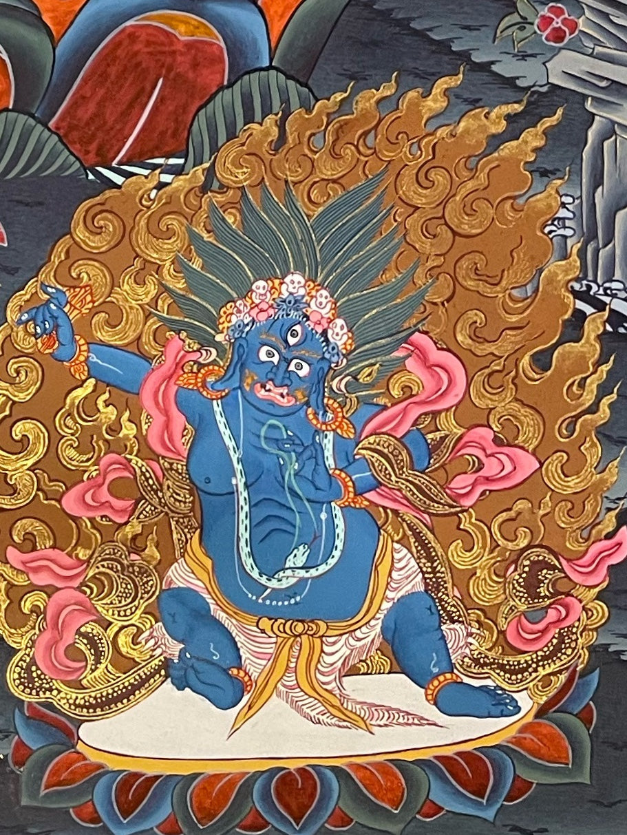 Chenrezig thangka, detail: bottom-right corner