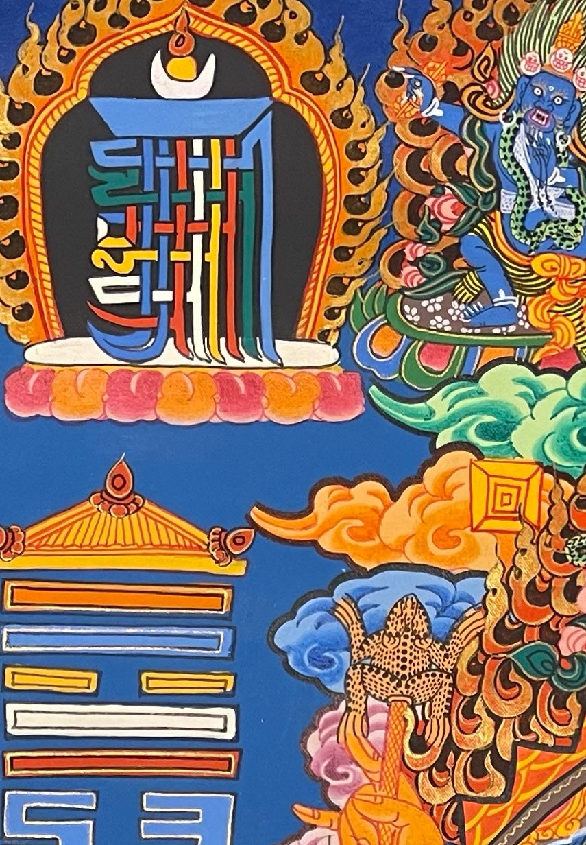 Tibetan Astrology Calendar thangka, detail: top-left corner