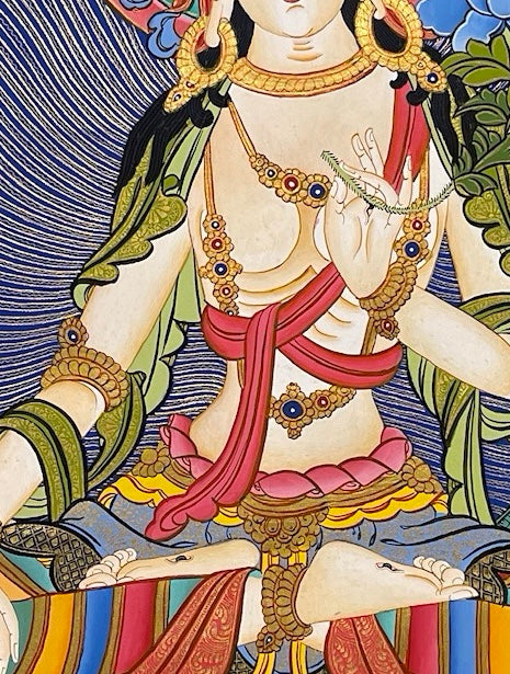 White Tara thangka, detail: centre