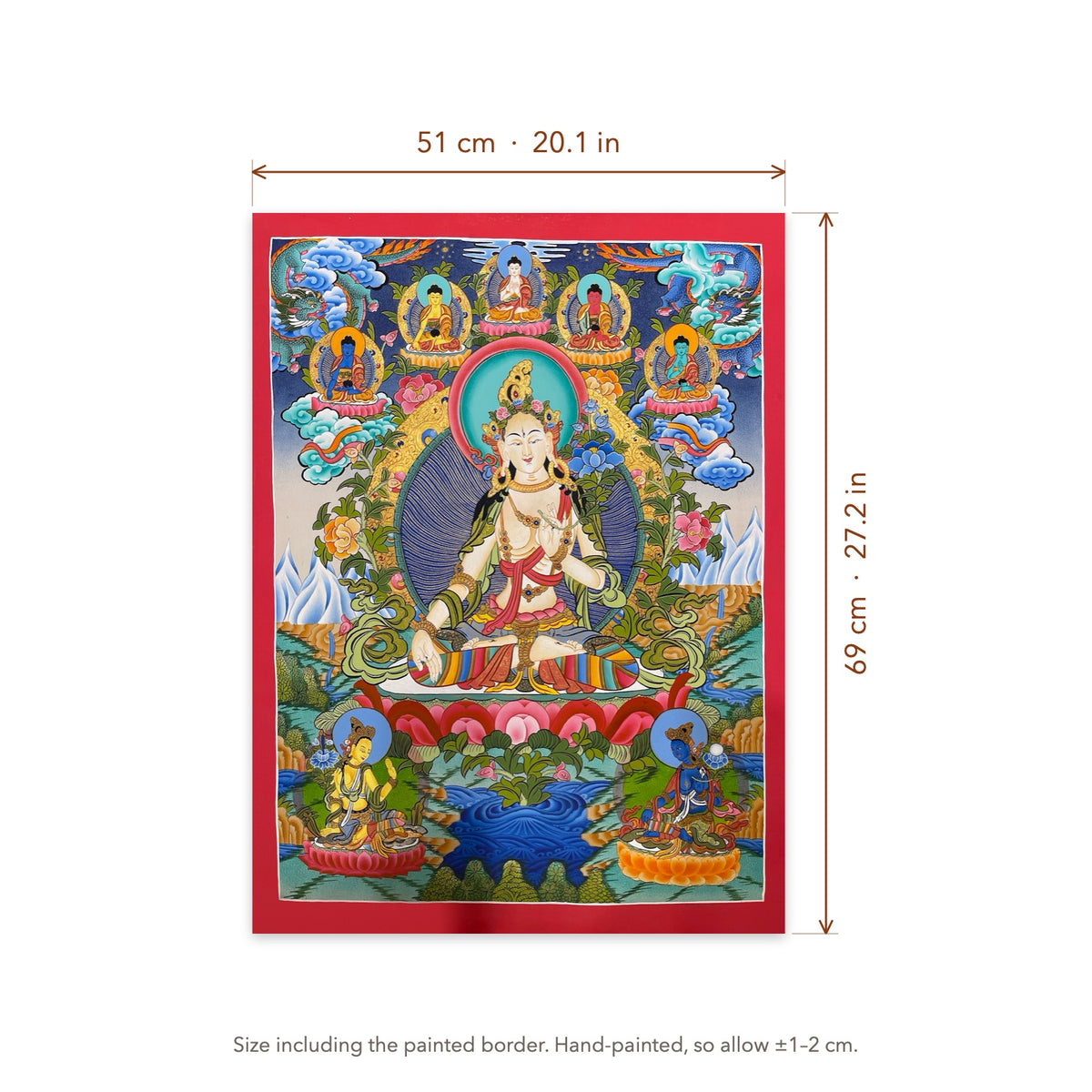 Size diagram: 51 × 69 cm (20.1 × 27.2 in), including the painted border