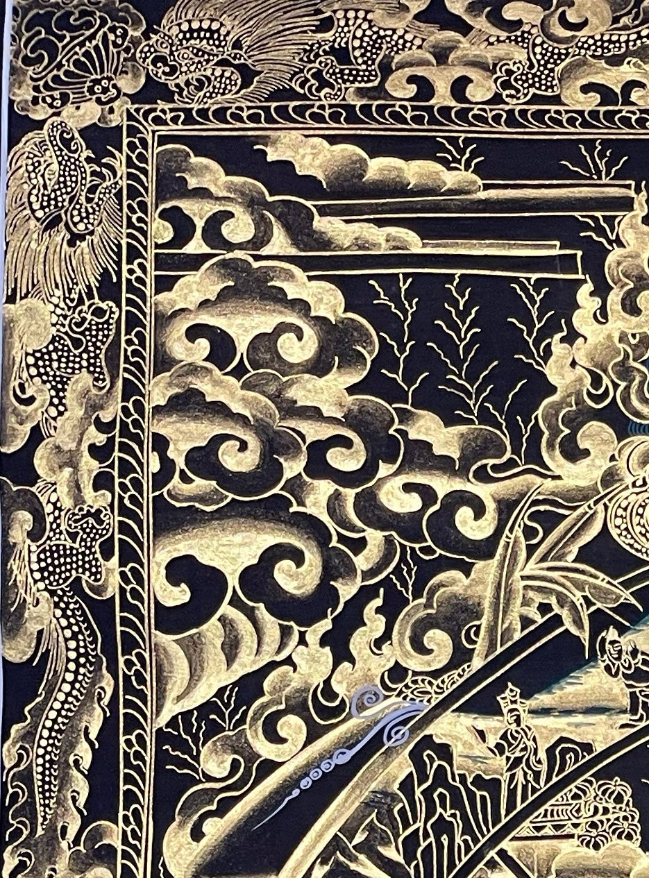 Wheel of Life thangka, detail: top-left corner