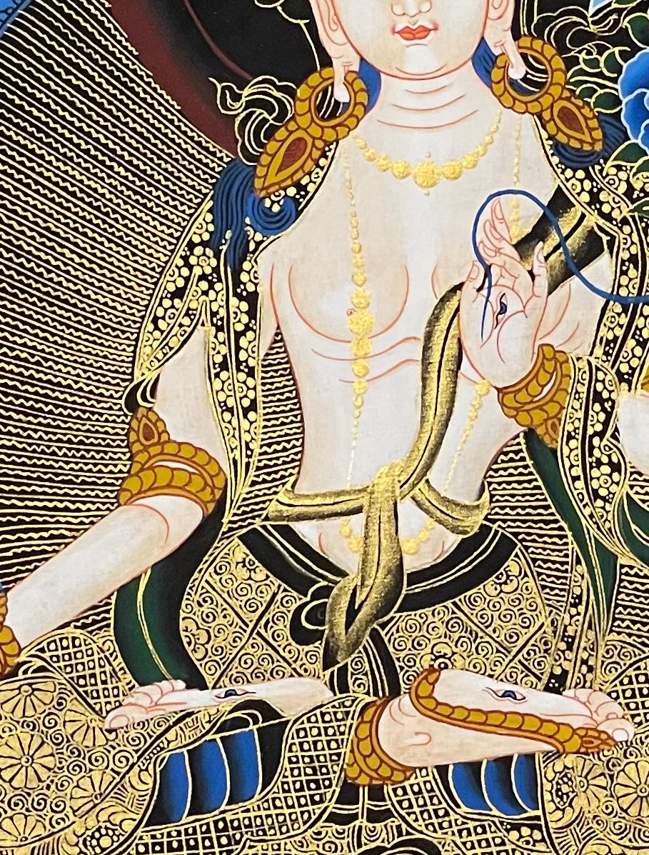 White Tara thangka, detail: centre