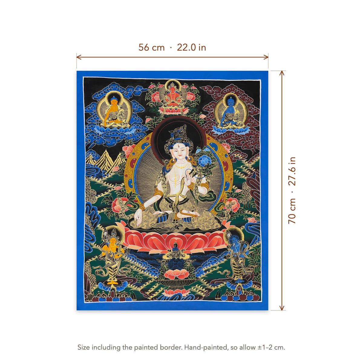 Size diagram: 56 × 70 cm (22.0 × 27.6 in), including the painted border