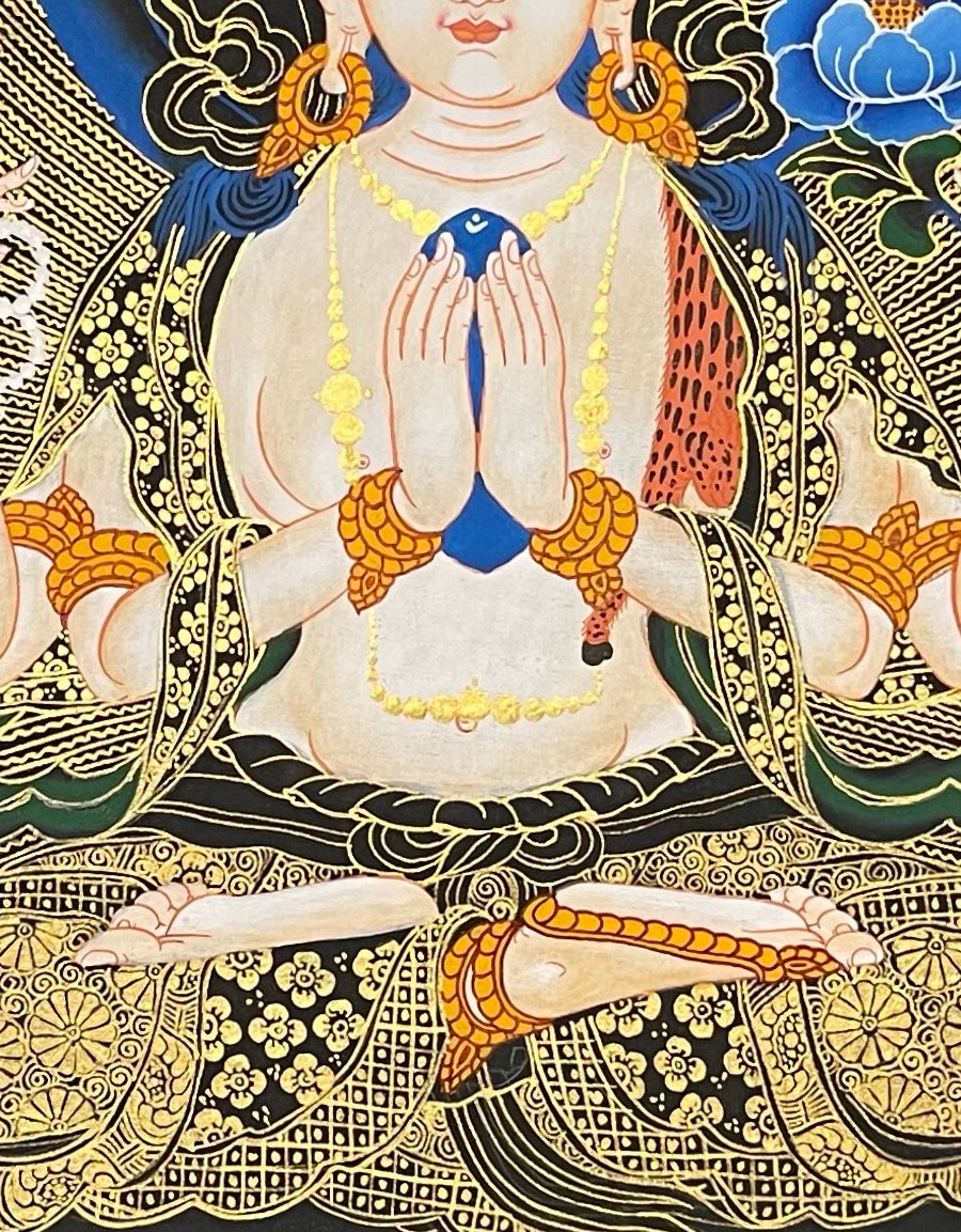 Chenrezig thangka, detail: centre