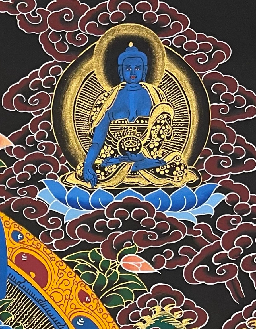 Chenrezig thangka, detail: top-right corner