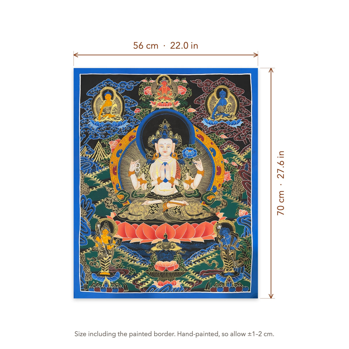 Size diagram: 56 × 70 cm (22.0 × 27.6 in), including the painted border