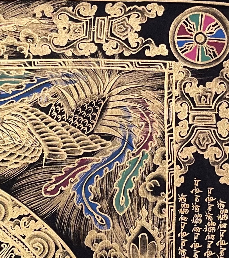 Mantra Mandala thangka, detail: top-right corner