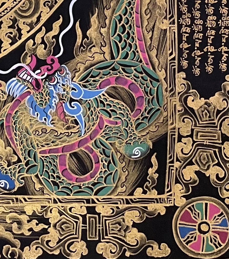 Mantra Mandala thangka, detail: bottom-right corner