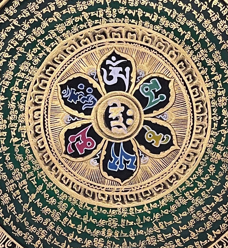 Mantra Mandala thangka, detail: centre