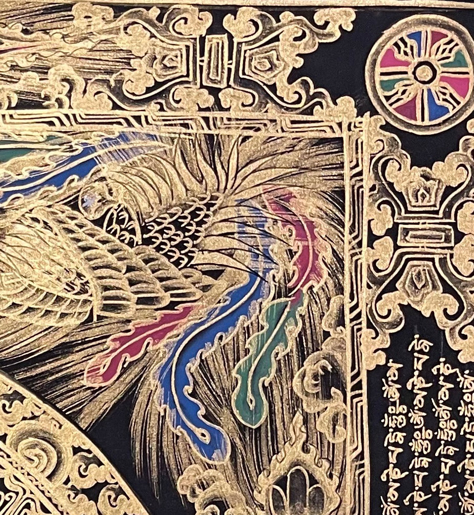 Mantra Mandala thangka, detail: top-right corner