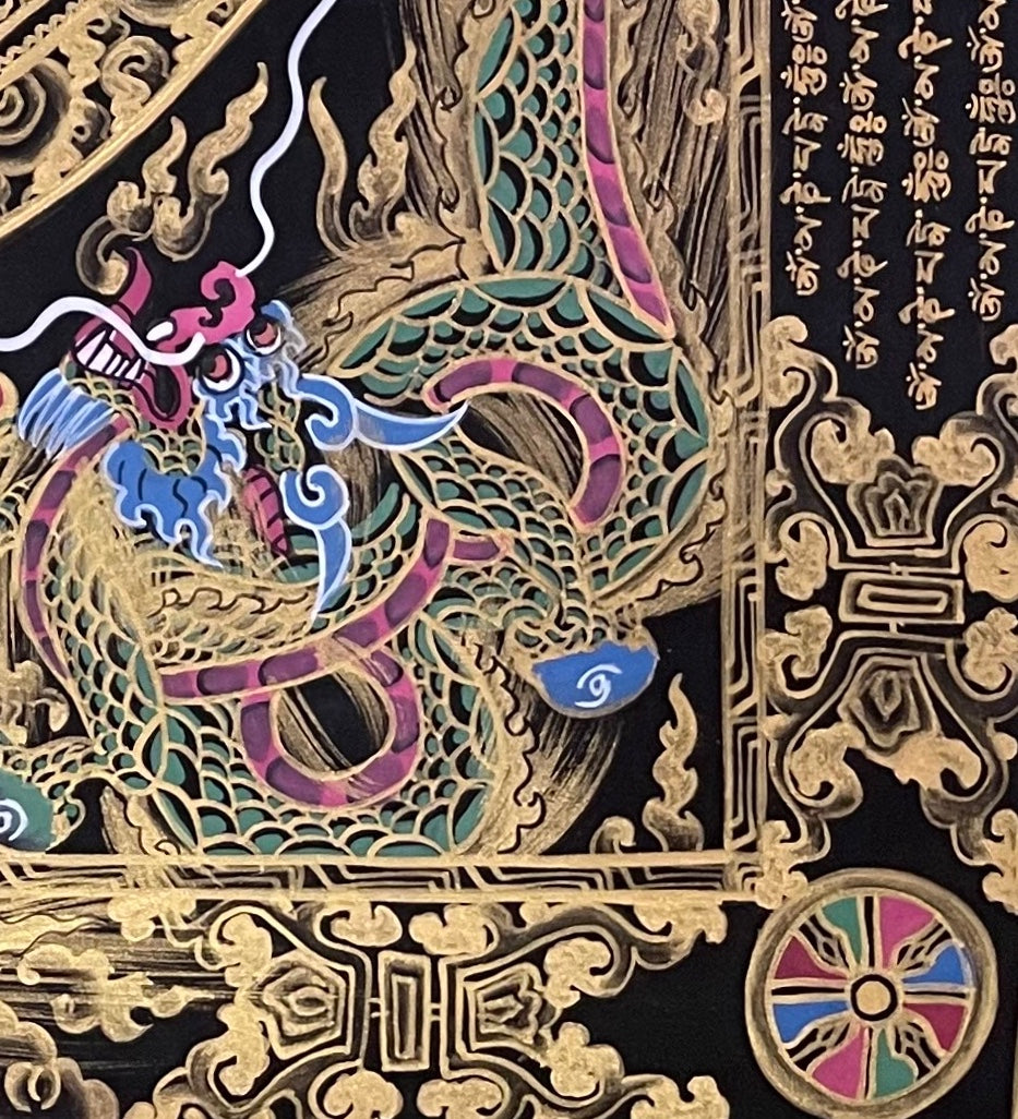 Mantra Mandala thangka, detail: bottom-right corner
