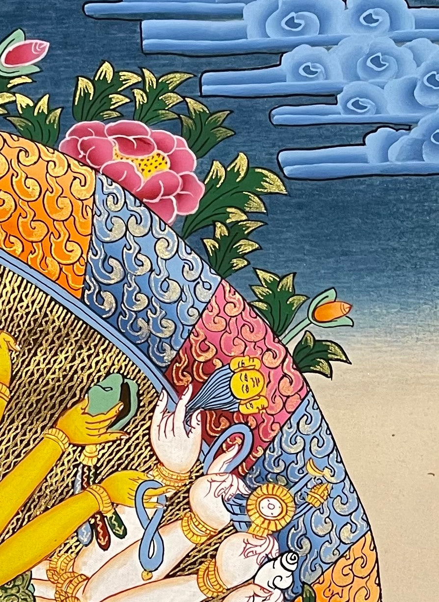 Kalachakra thangka, detail: top-right corner