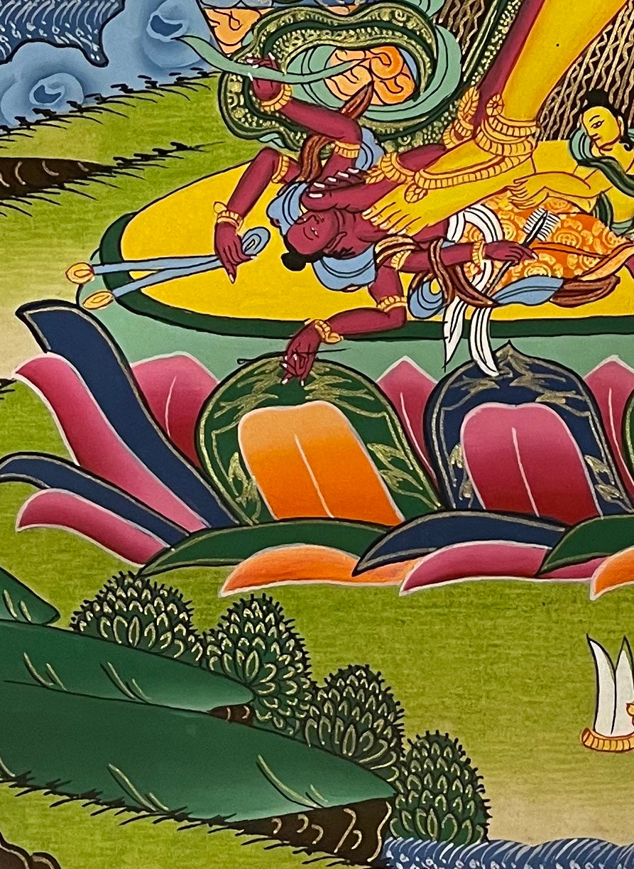 Kalachakra thangka, detail: bottom-left corner