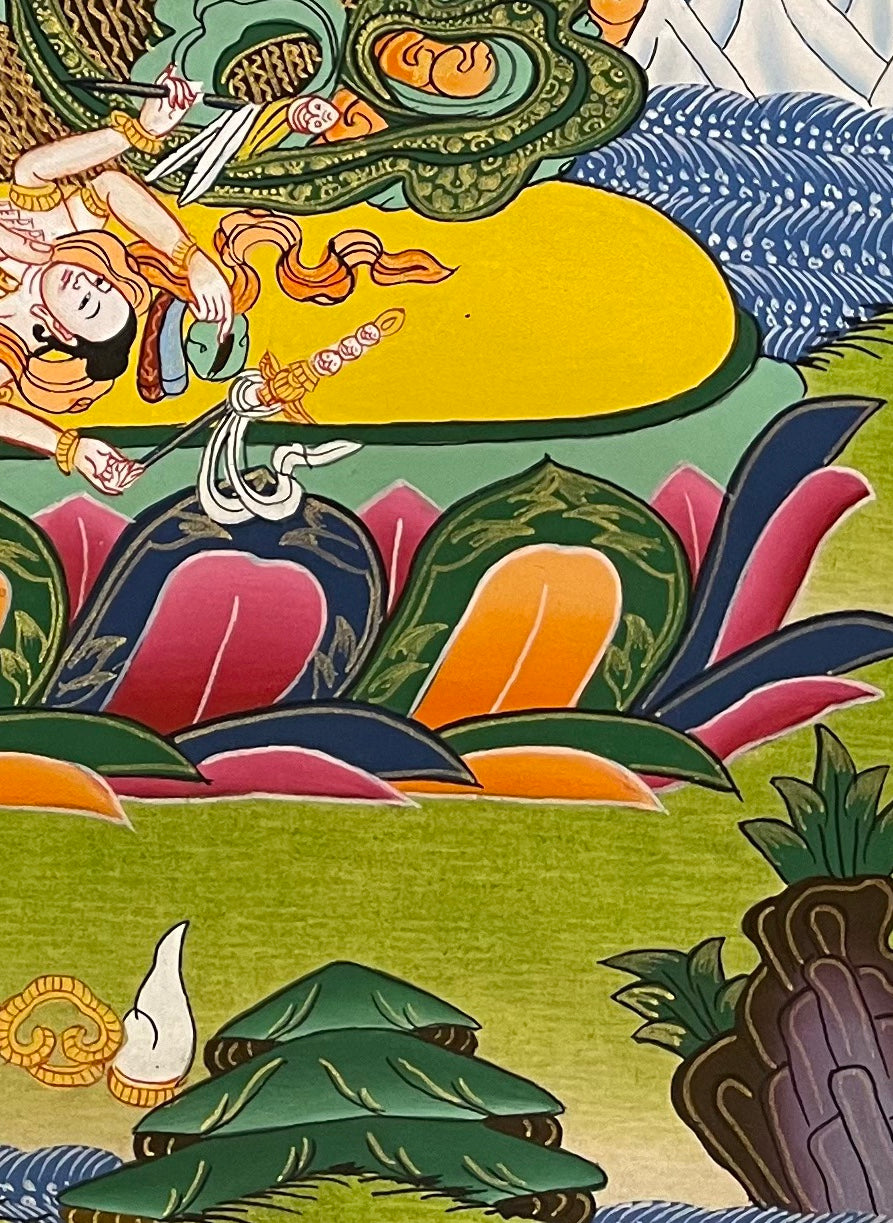 Kalachakra thangka, detail: bottom-right corner
