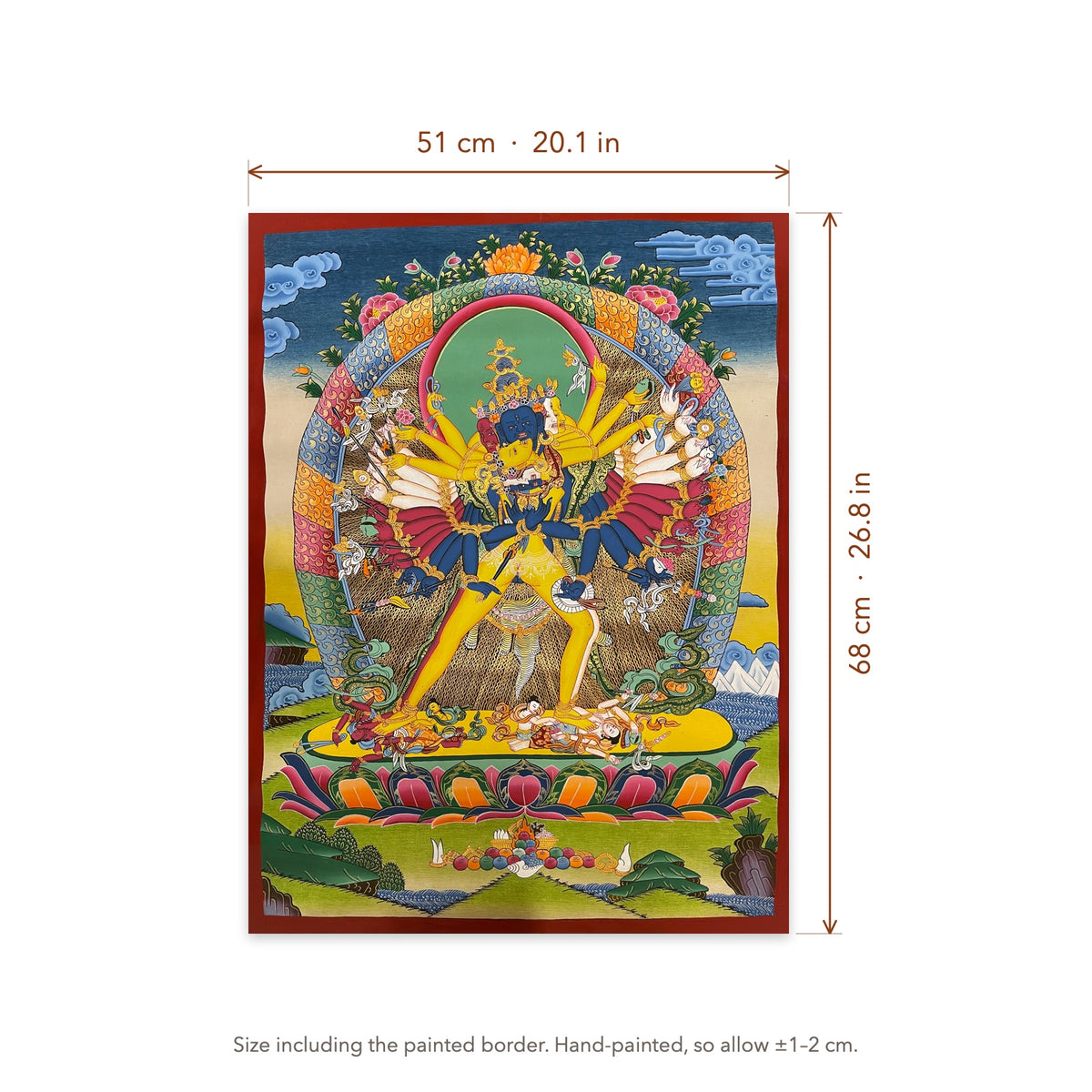 Size diagram: 51 × 68 cm (20.1 × 26.8 in), including the painted border