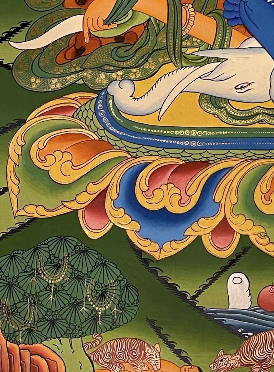 Mahakala thangka, detail: bottom-left corner