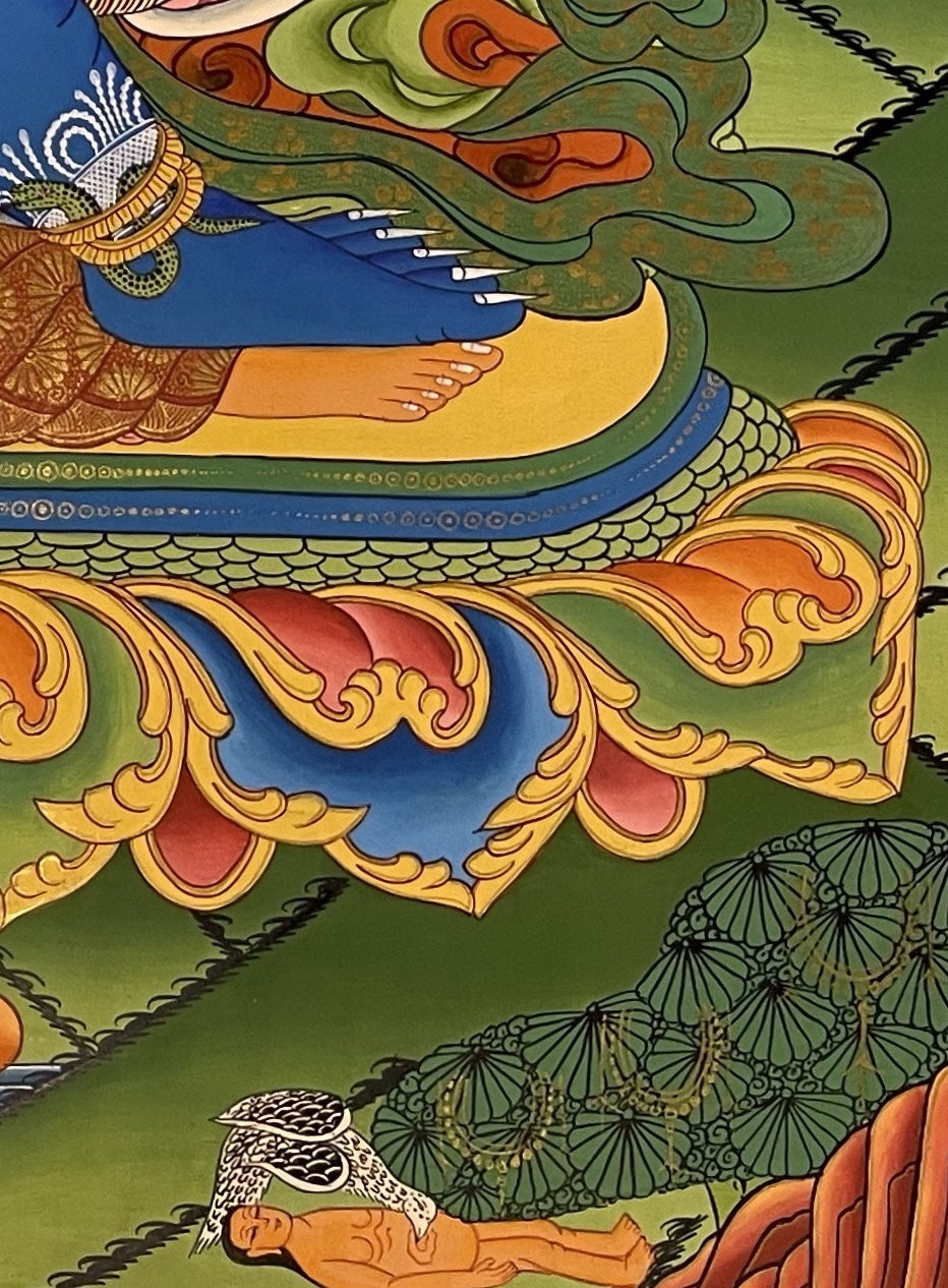 Mahakala thangka, detail: bottom-right corner