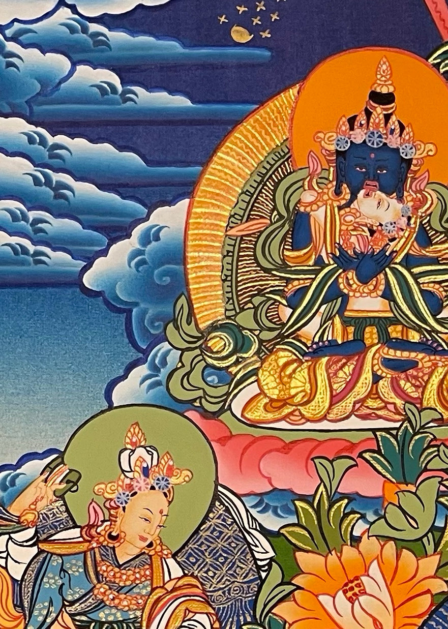 Padmasambhava thangka, detail: top-left corner