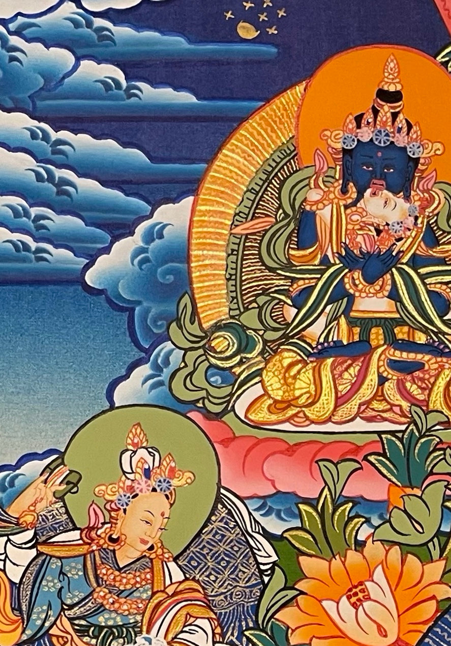 Padmasambhava thangka, detail: top-left corner