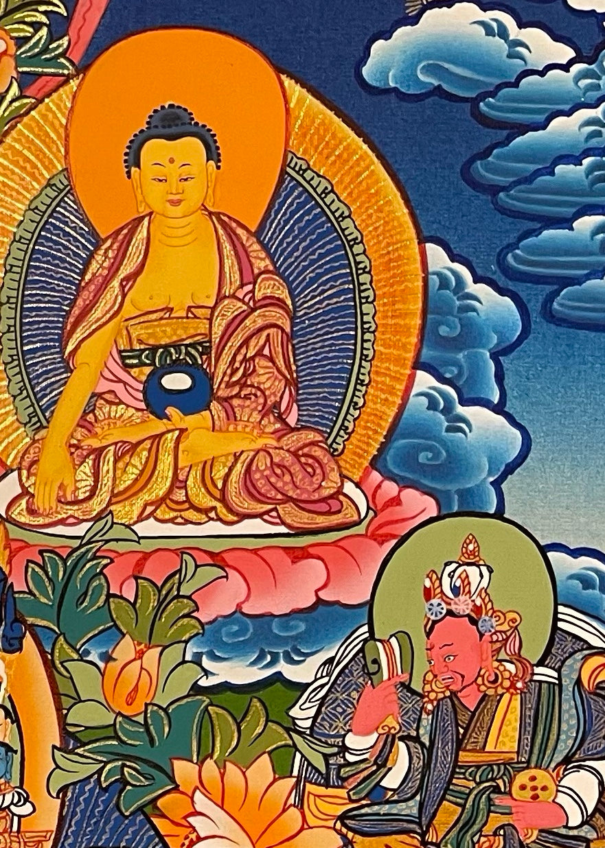 Padmasambhava thangka, detail: top-right corner