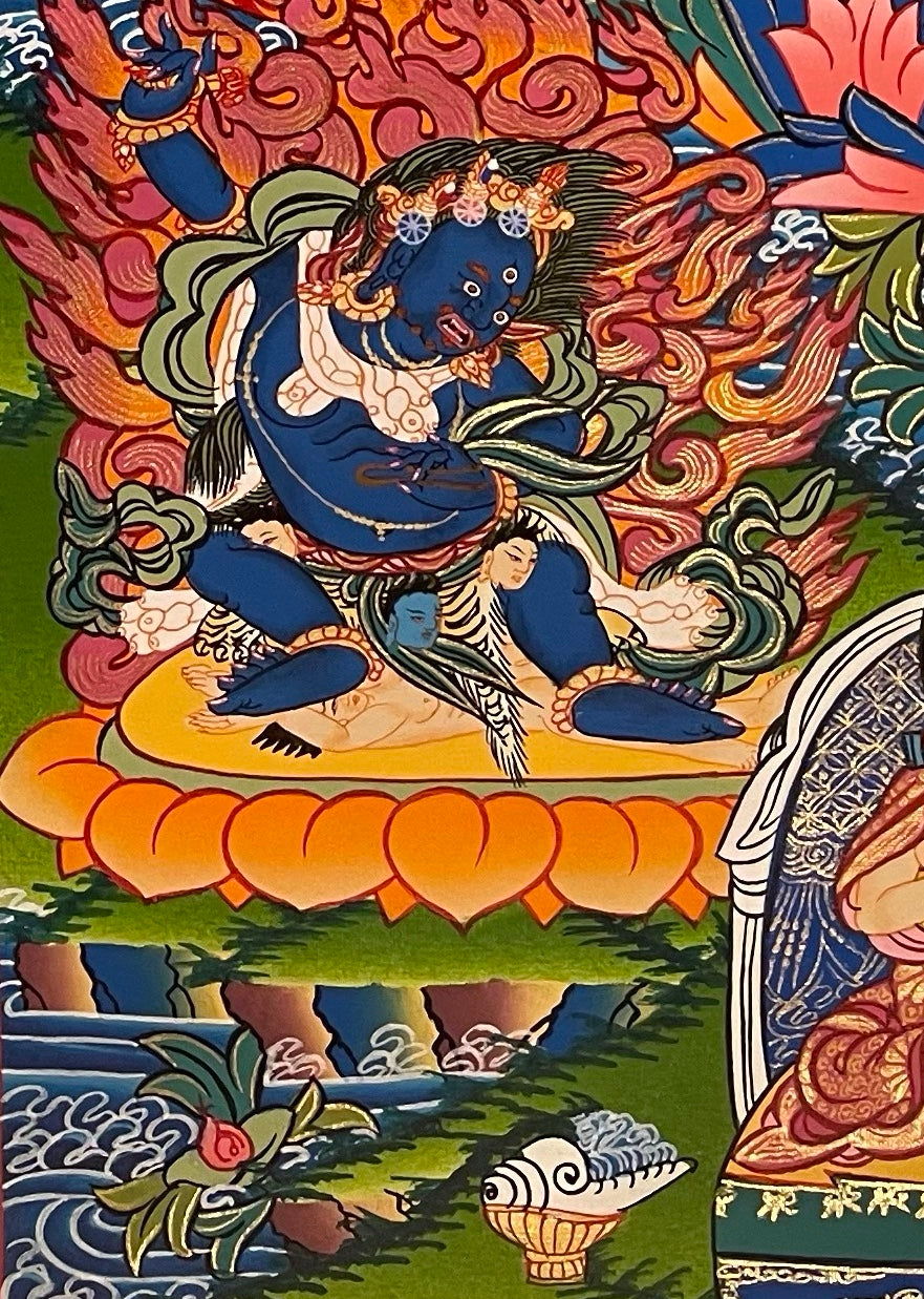 Padmasambhava thangka, detail: bottom-left corner
