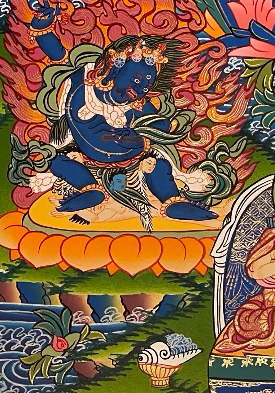 Padmasambhava thangka, detail: bottom-left corner
