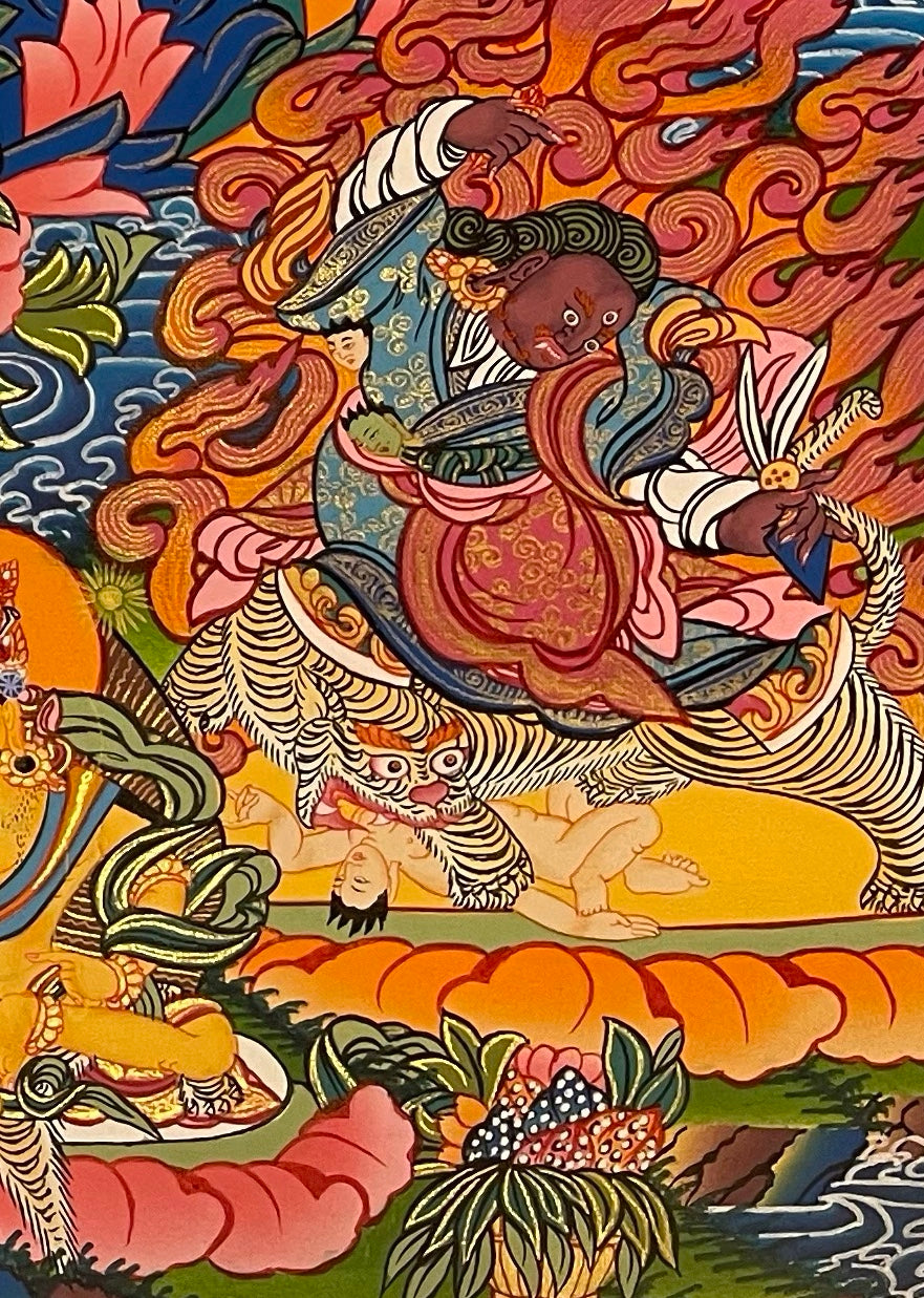 Padmasambhava thangka, detail: bottom-right corner