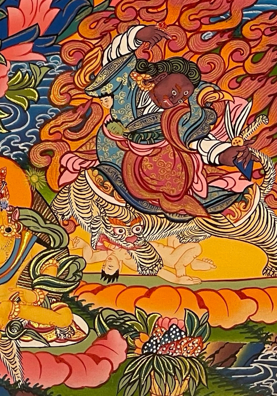 Padmasambhava thangka, detail: bottom-right corner