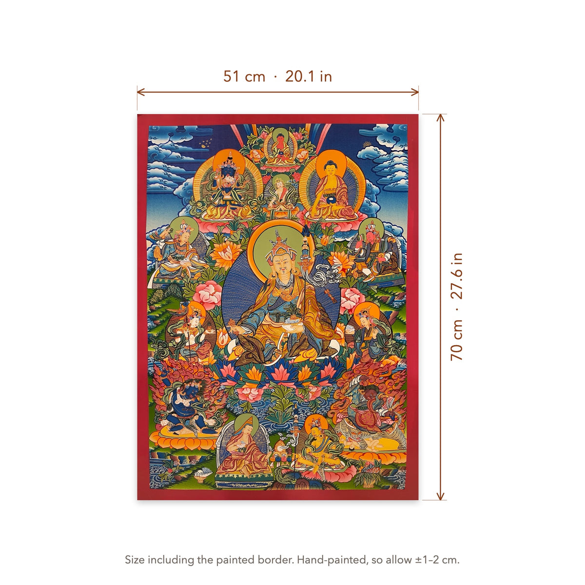 Size diagram: 51 × 70 cm (20.1 × 27.6 in), including the painted border