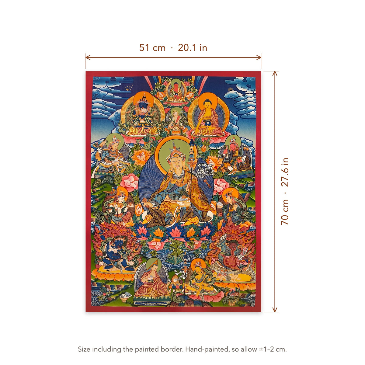 Size diagram: 51 × 70 cm (20.1 × 27.6 in), including the painted border