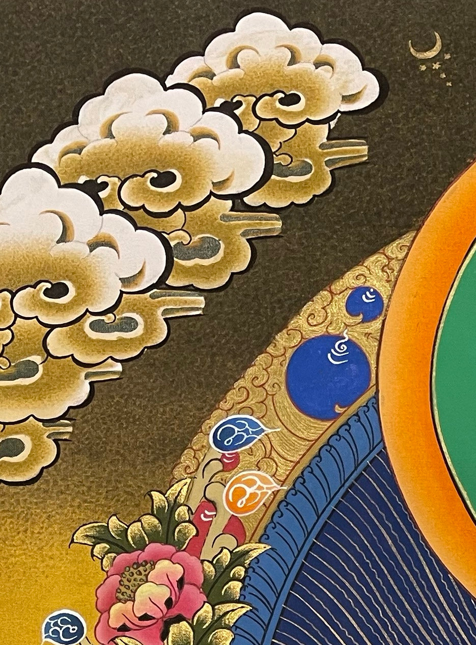 Padmasambhava thangka, detail: top-left corner