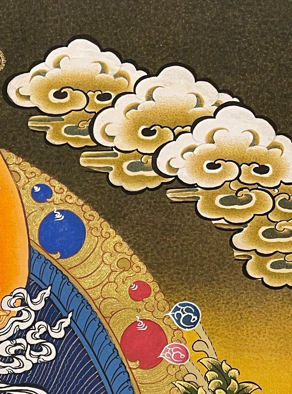 Padmasambhava thangka, detail: top-right corner